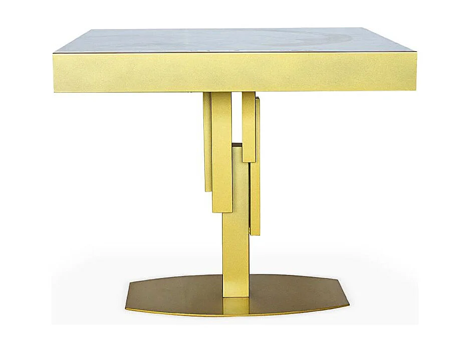 Table à Manger Extensible "Régina" 90-180cm Or & Blanc