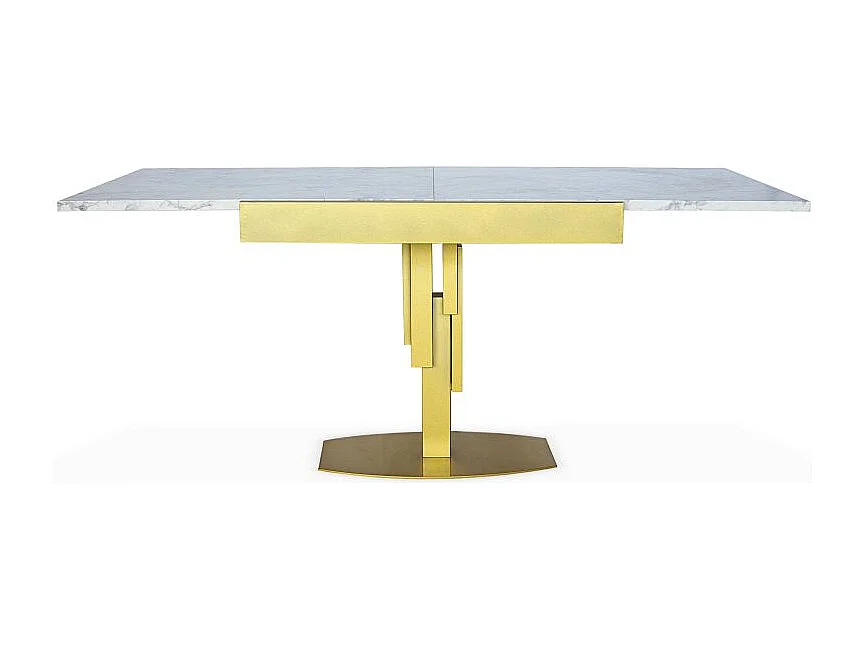 Table à Manger Extensible "Régina" 90-180cm Or & Blanc