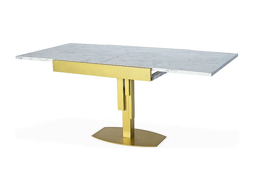 Table à Manger Extensible "Régina" 90-180cm Or & Blanc