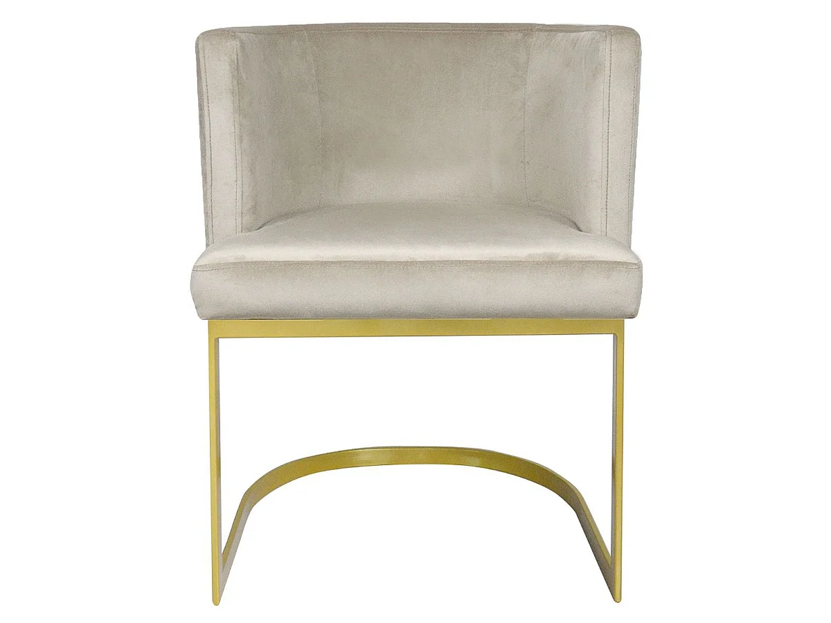 Chaise Design en Velours "Noemy" 75cm Taupe & Or