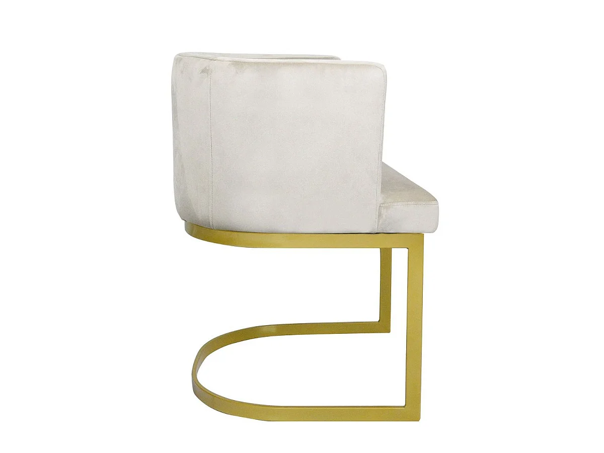 Chaise Design en Velours "Noemy" 75cm Taupe & Or