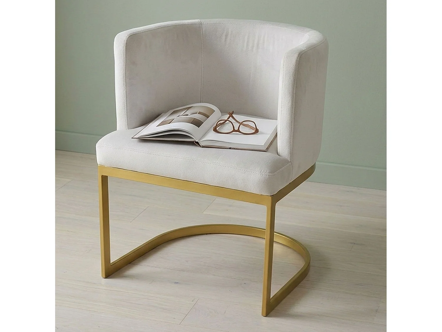 Chaise Design en Velours "Noemy" 75cm Blanc