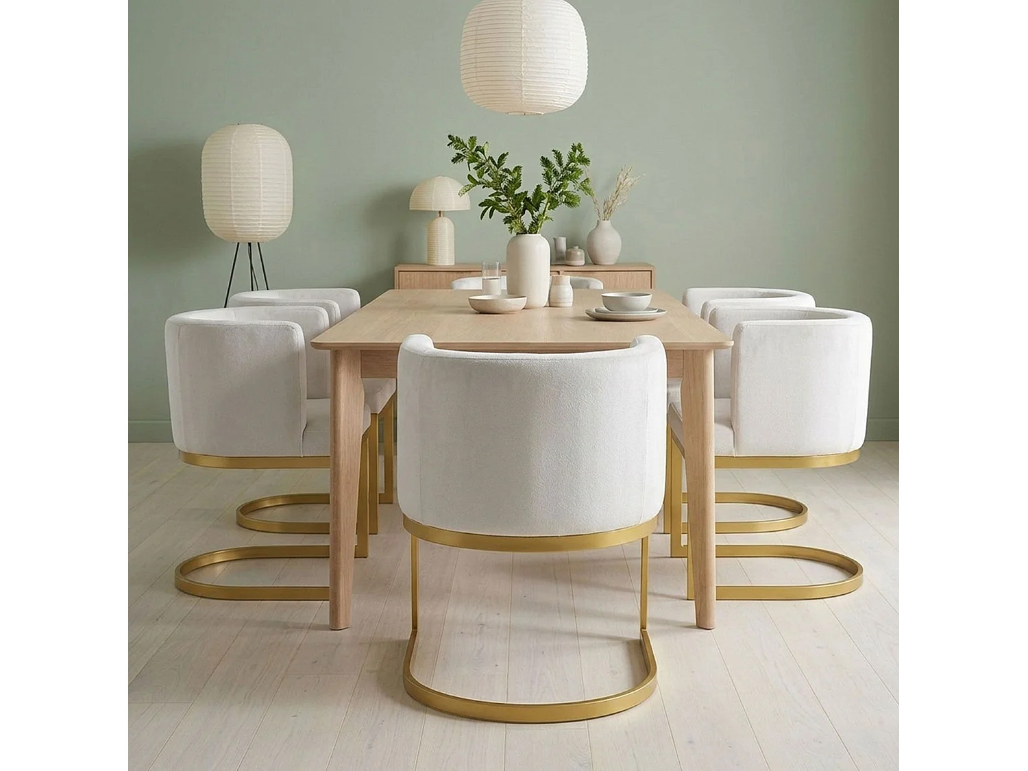 Chaise Design en Velours "Noemy" 75cm Blanc