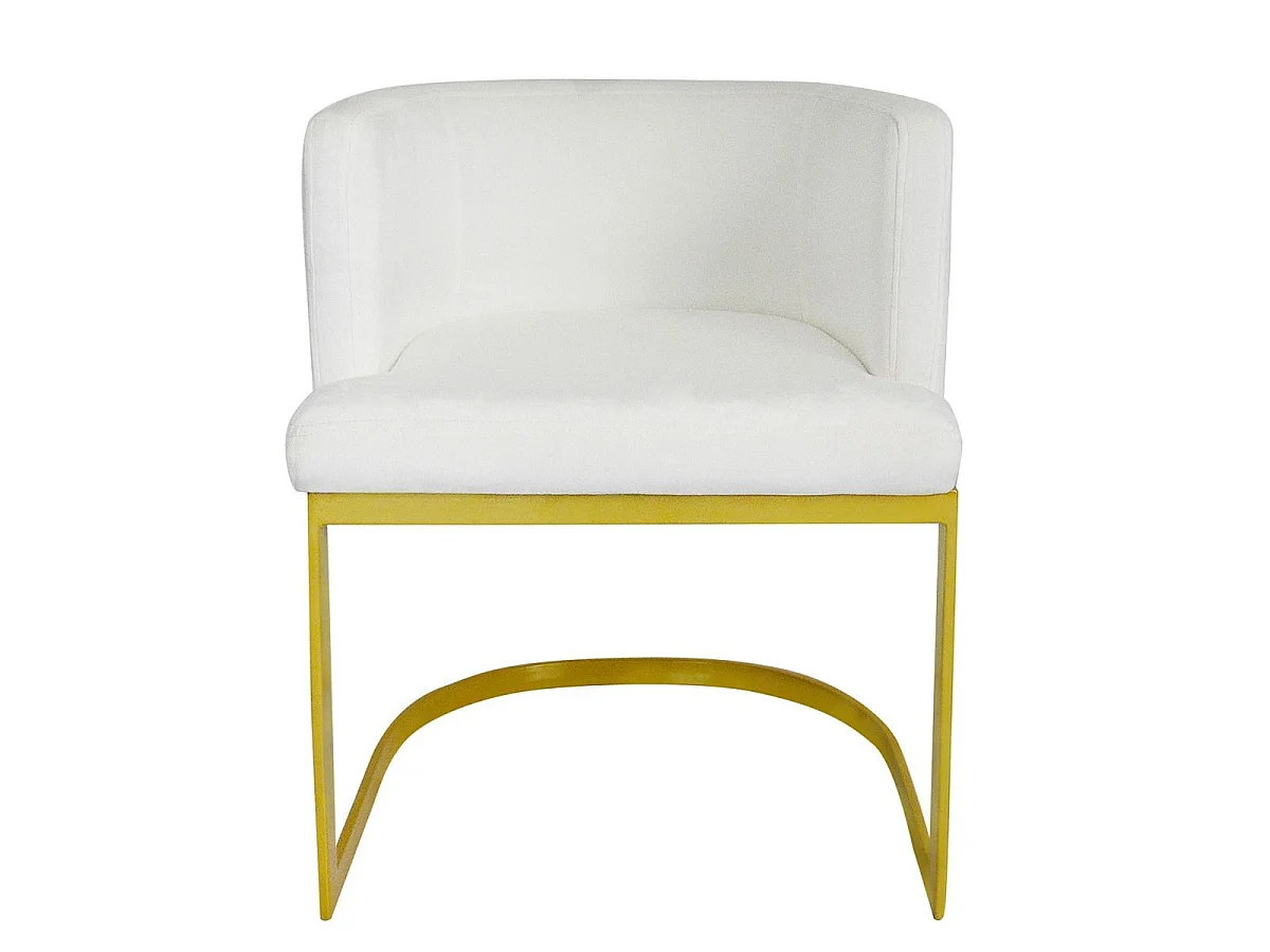 Chaise Design en Velours "Noemy" 75cm Blanc & Or