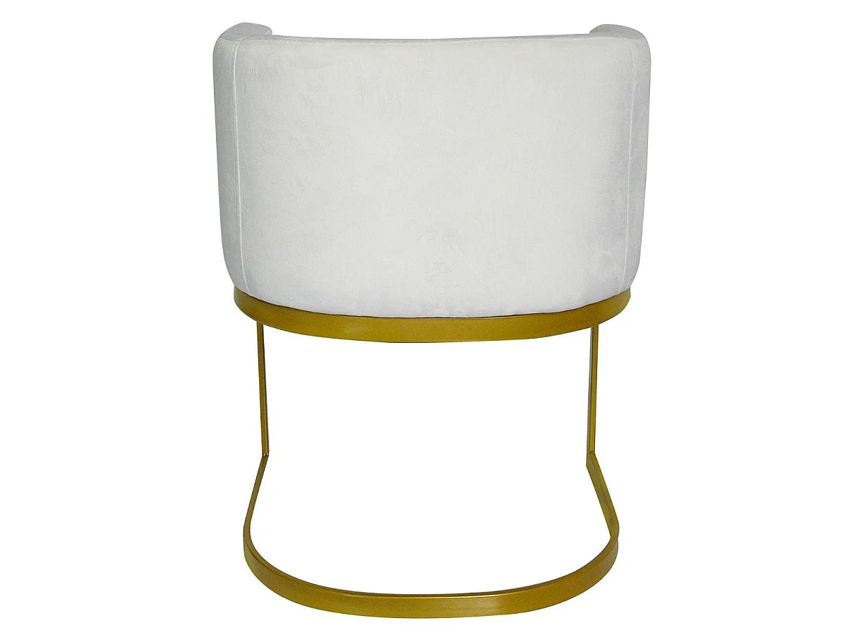 Chaise Design en Velours "Noemy" 75cm Blanc & Or