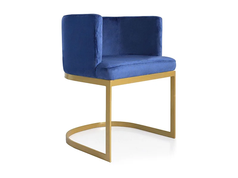 Chaise Design en Velours "Noemy" 75cm Bleu