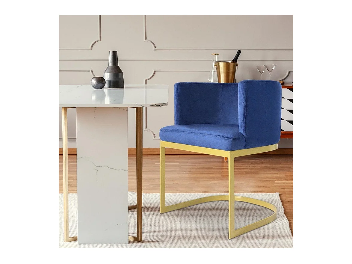 Chaise Design en Velours "Noemy" 75cm Bleu