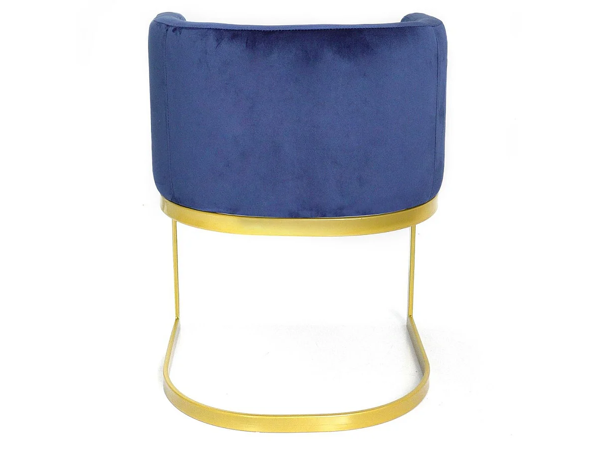 Chaise Design en Velours "Noemy" 75cm Bleu & Or