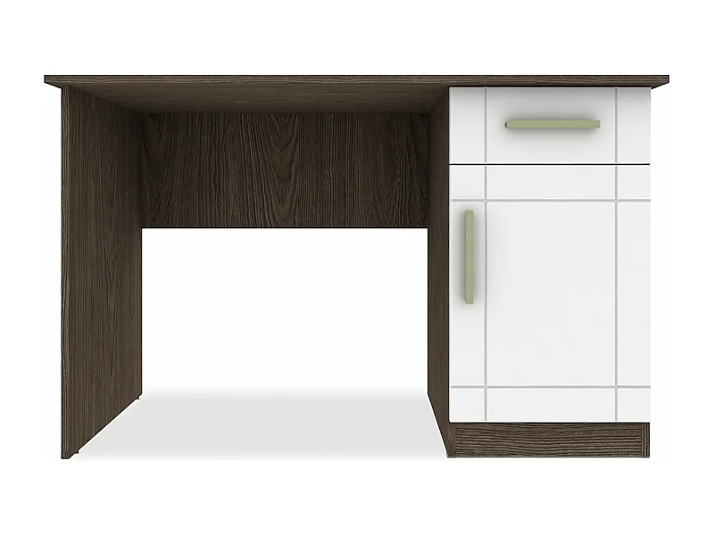 Bureau 1 Tiroir "Tenya" 120cm Chêne Foncé & Blanc