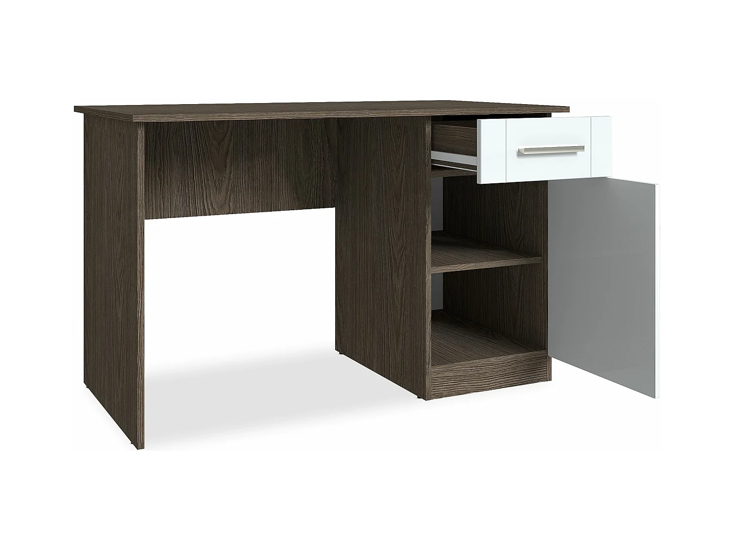 Bureau 1 Tiroir "Tenya" 120cm Chêne Foncé & Blanc