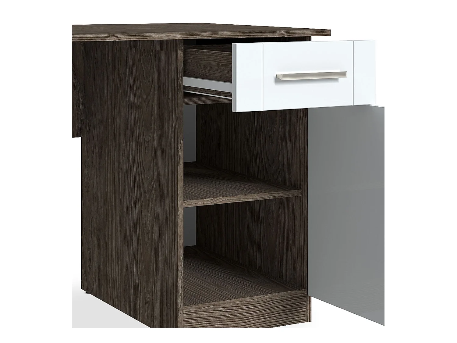 Bureau 1 Tiroir "Tenya" 120cm Chêne Foncé & Blanc