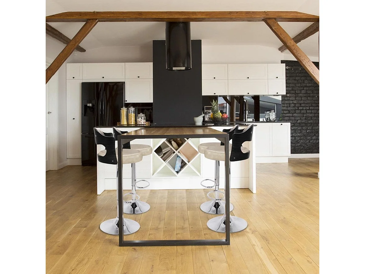 Lot de 2 chaises de bar Ruben Bois Noir & Simili Crème