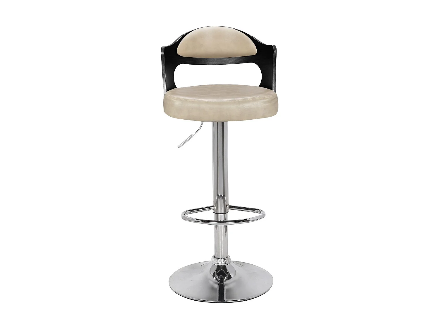 Lot de 2 chaises de bar Ruben Bois Noir & Simili Crème