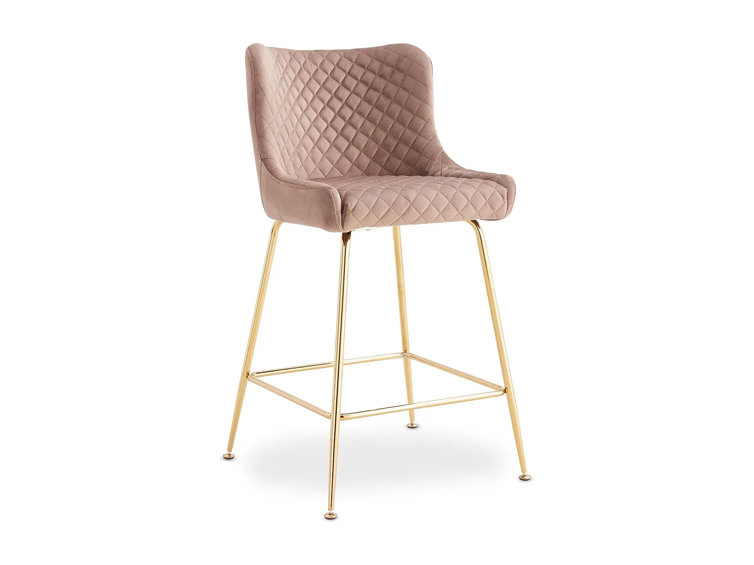 Lot de 2 chaises de bar Bellamy Velours Taupe pieds Or