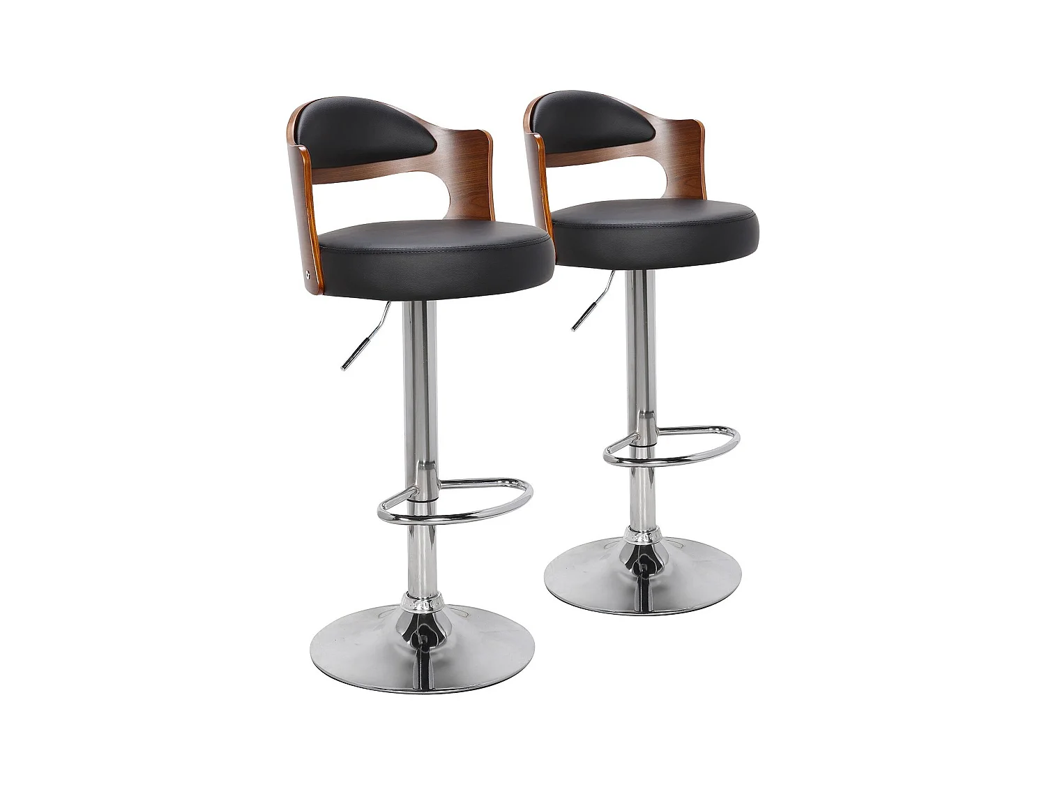 Lot de 2 Chaises de Bar "David" 90-110cm Noisette & Noir