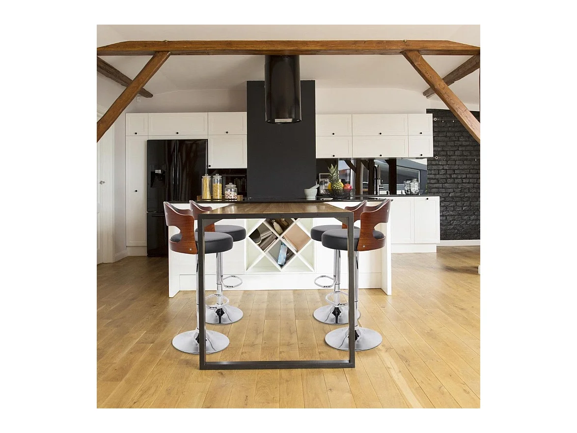 Lot de 2 Chaises de Bar "David" 90-110cm Noisette & Noir