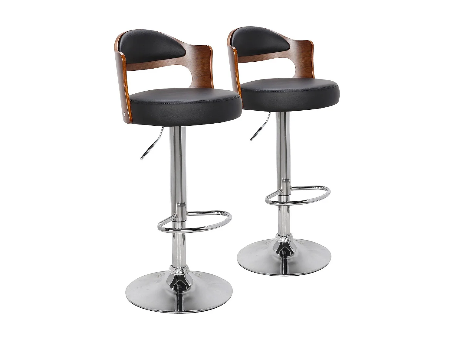 Lot de 2 Chaises de Bar "David" 90-110cm Noisette & Noir