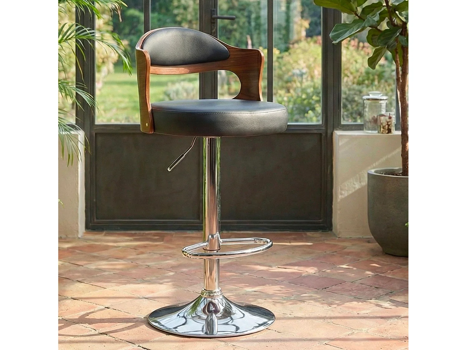 Lot de 2 Chaises de Bar "David" 90-110cm Noisette & Noir