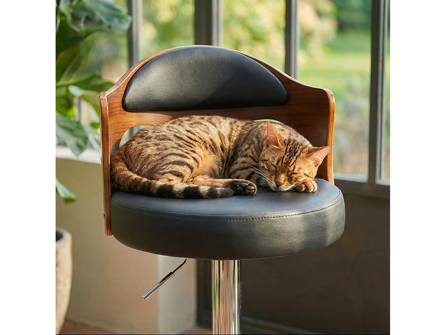 Lot de 2 Chaises de Bar "David" 90-110cm Noisette & Noir