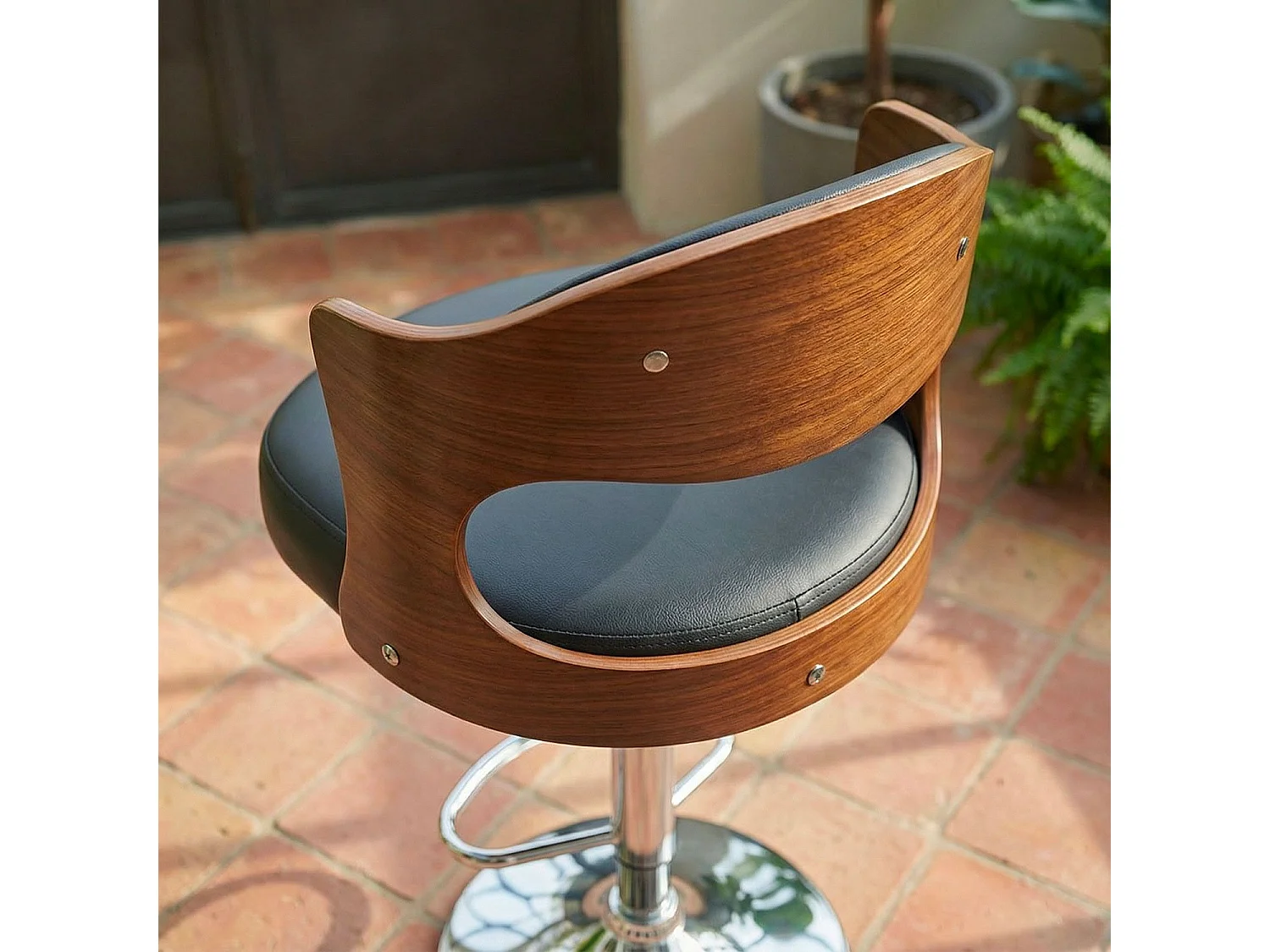 Lot de 2 Chaises de Bar "David" 90-110cm Noisette & Noir