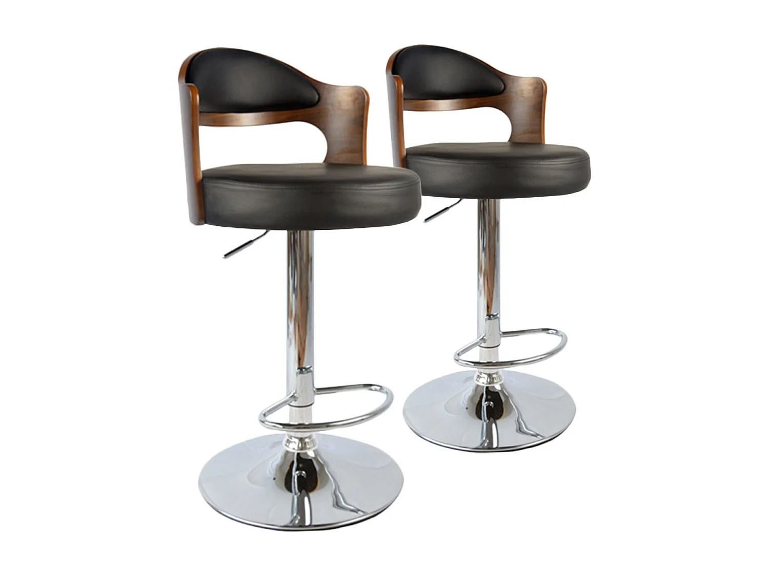 Lot de 2 Chaises de Bar "David" 90-110cm Noisette & Noir
