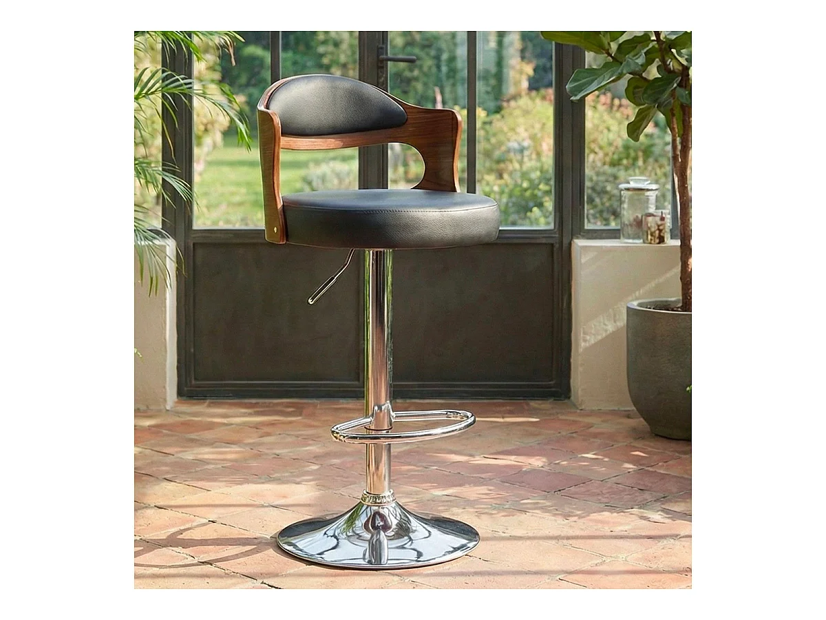 Lot de 2 Chaises de Bar "David" 90-110cm Noisette & Noir