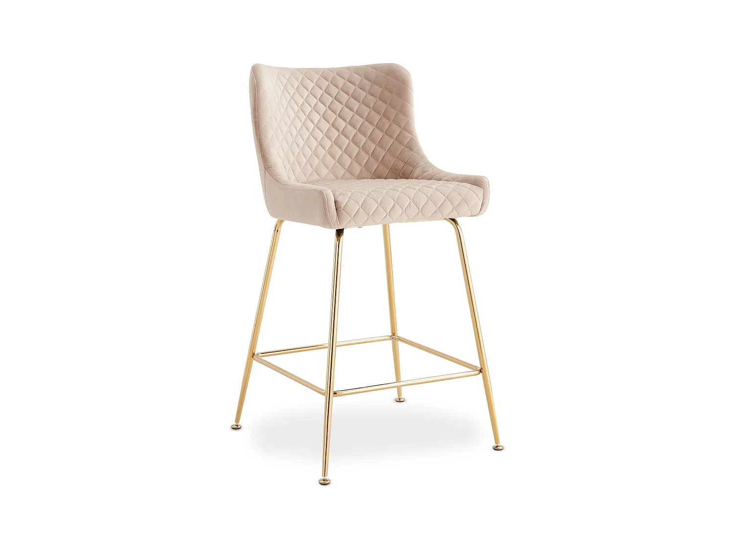 Lot de 2 chaises de bar Bellamy Velours Beige pieds Or