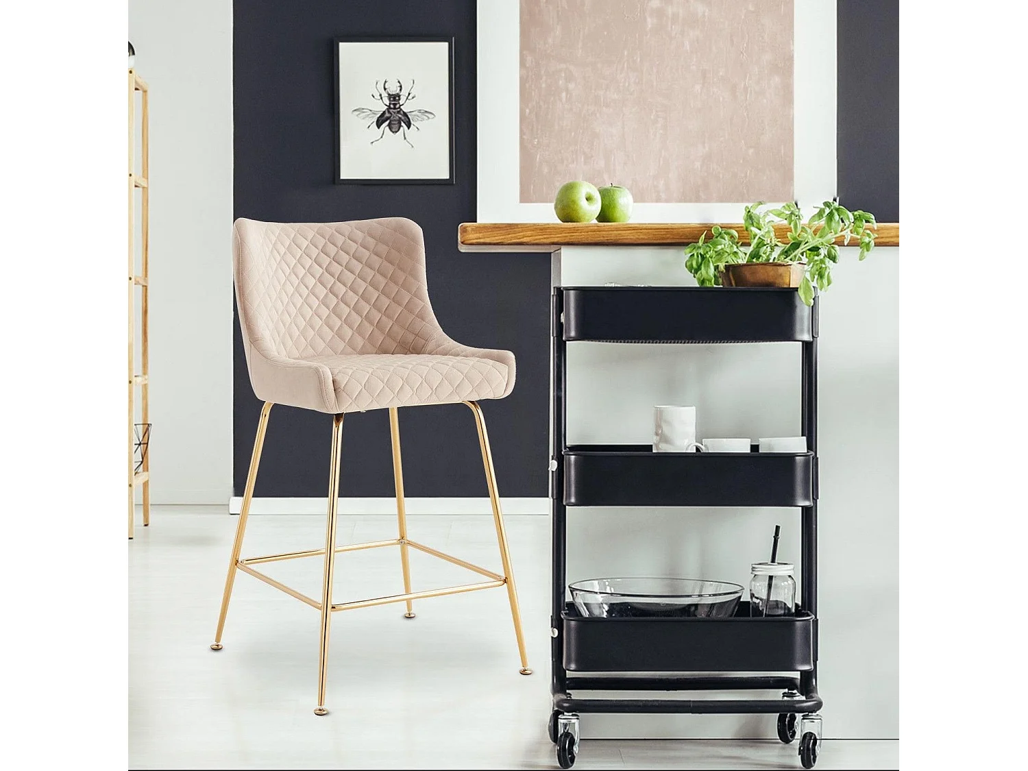 Lot de 2 Chaises de Bar Design "Amyra" 91cm Beige