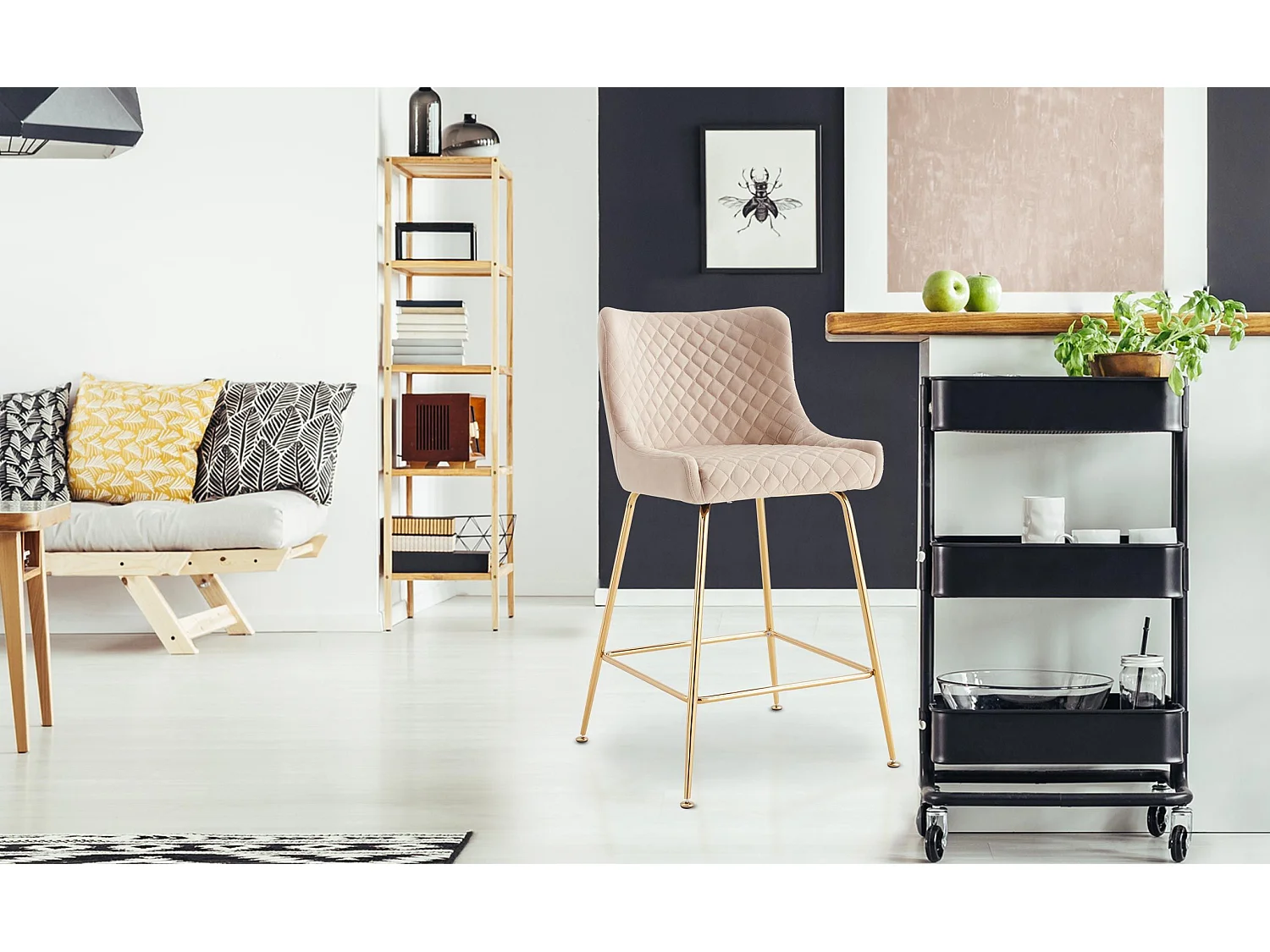 Lot de 2 Chaises de Bar Design "Amyra" 91cm Beige