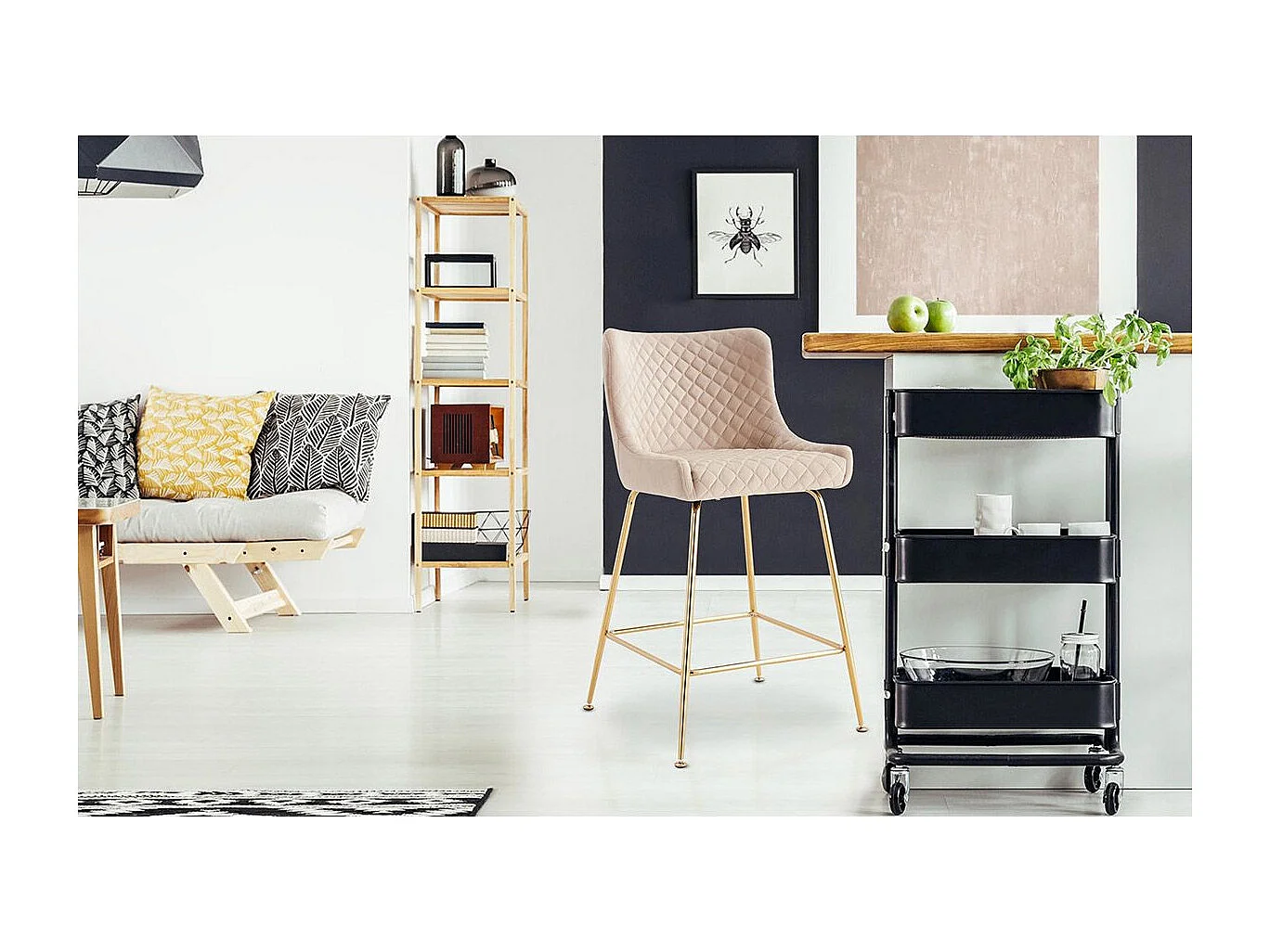 Lot de 2 Chaises de Bar Design "Amyra" 91cm Beige