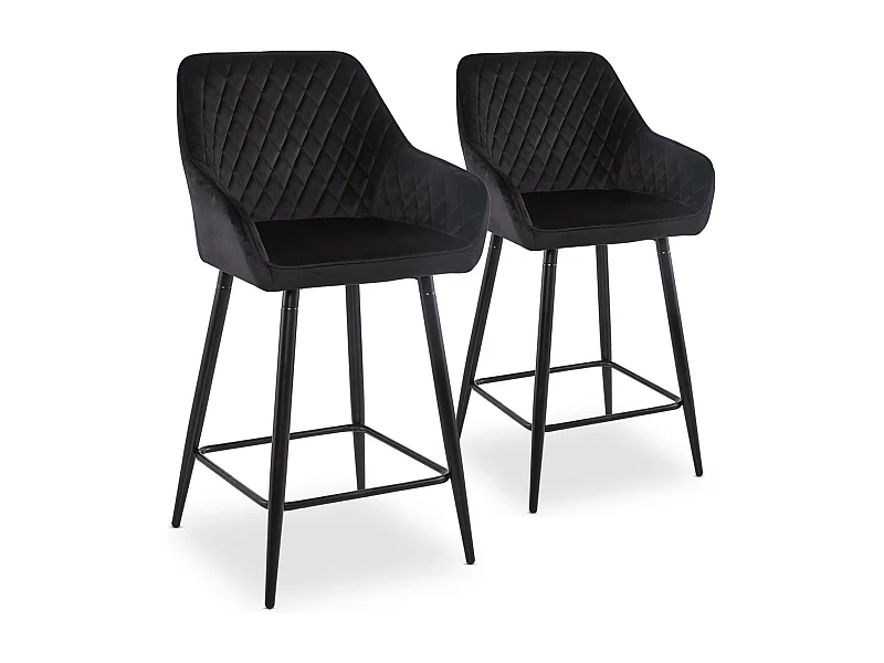 Lot de 2 Chaises de Bar Velours "Onika" 105cm Noir