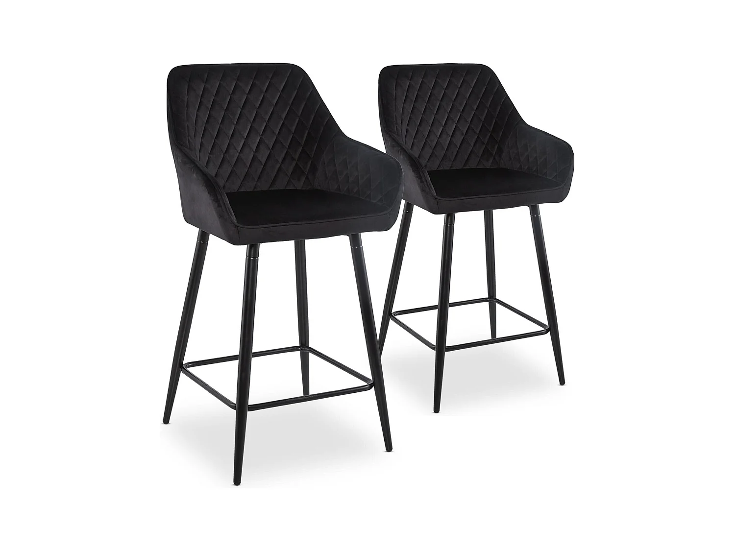 Lot de 2 Chaises de Bar Velours "Onika" 105cm Noir