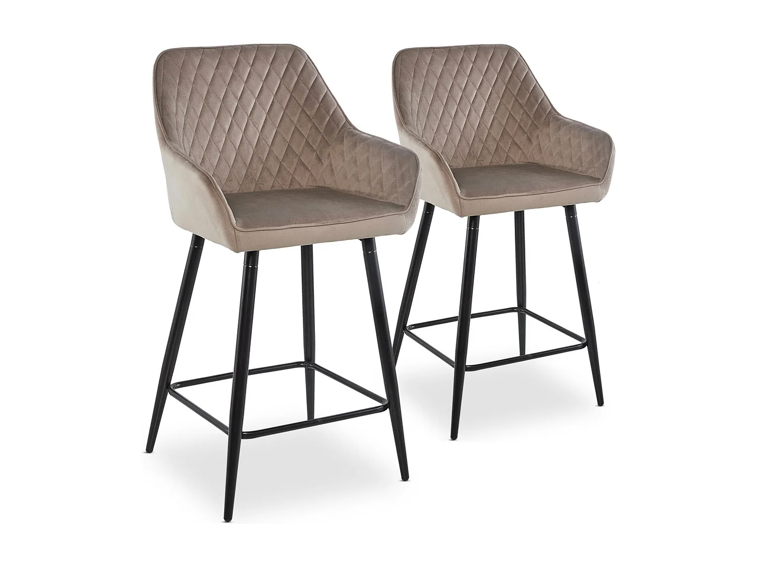 Lot de 2 Chaises de Bar Velours "Onika" 105cm Taupe
