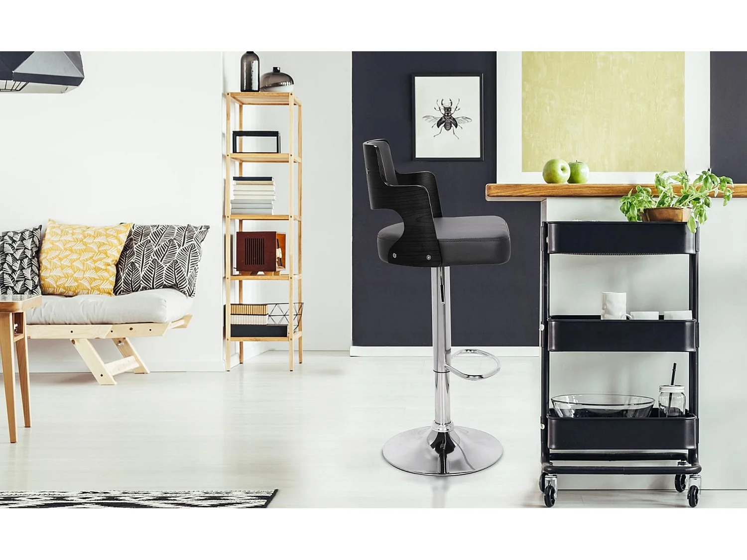 Lot de 2 Chaises de Bar "Paddington" 90-110cm Noir