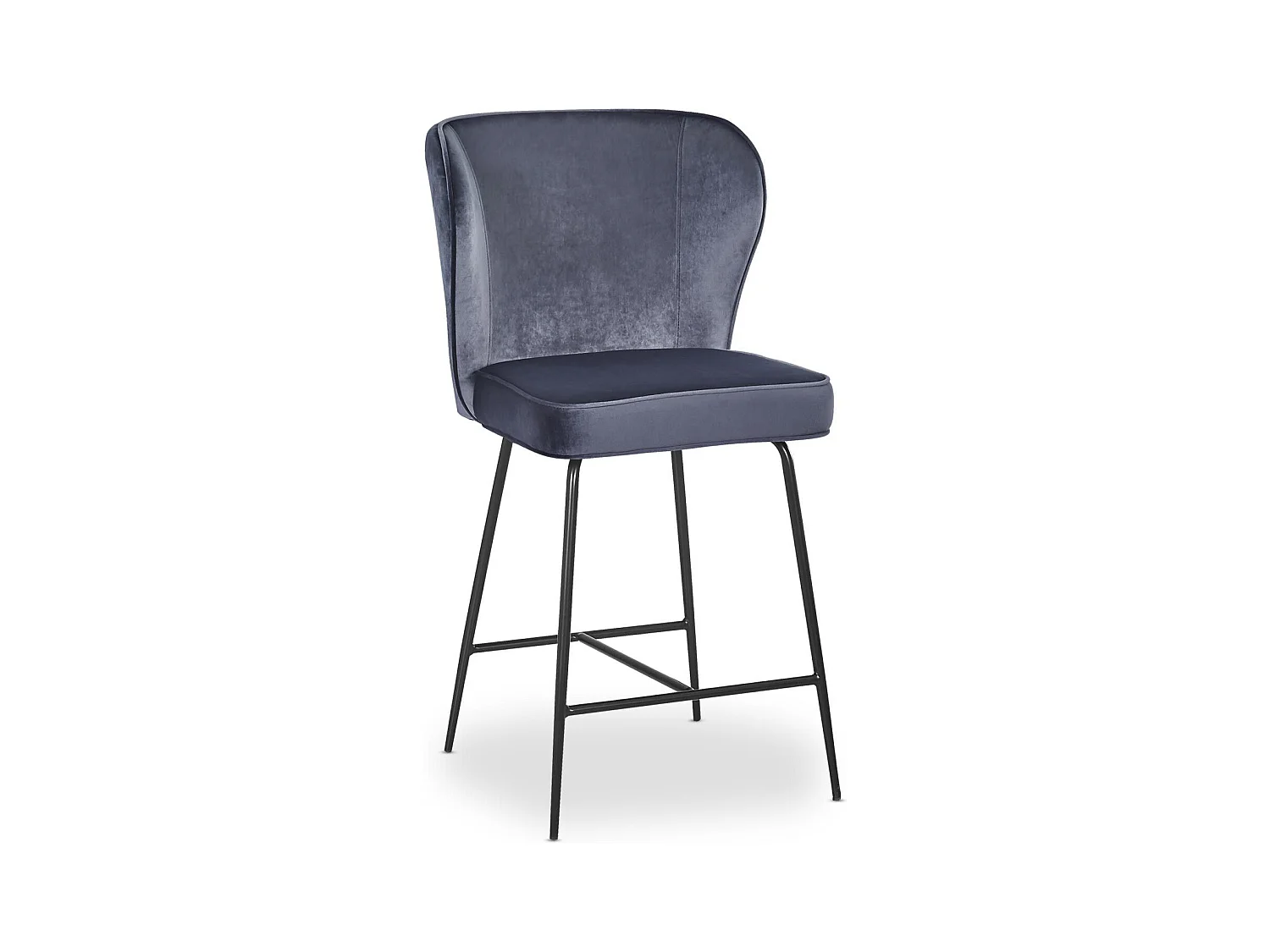 Barhocker aus Samt Design "Elsa" Grau Modern und Bequem