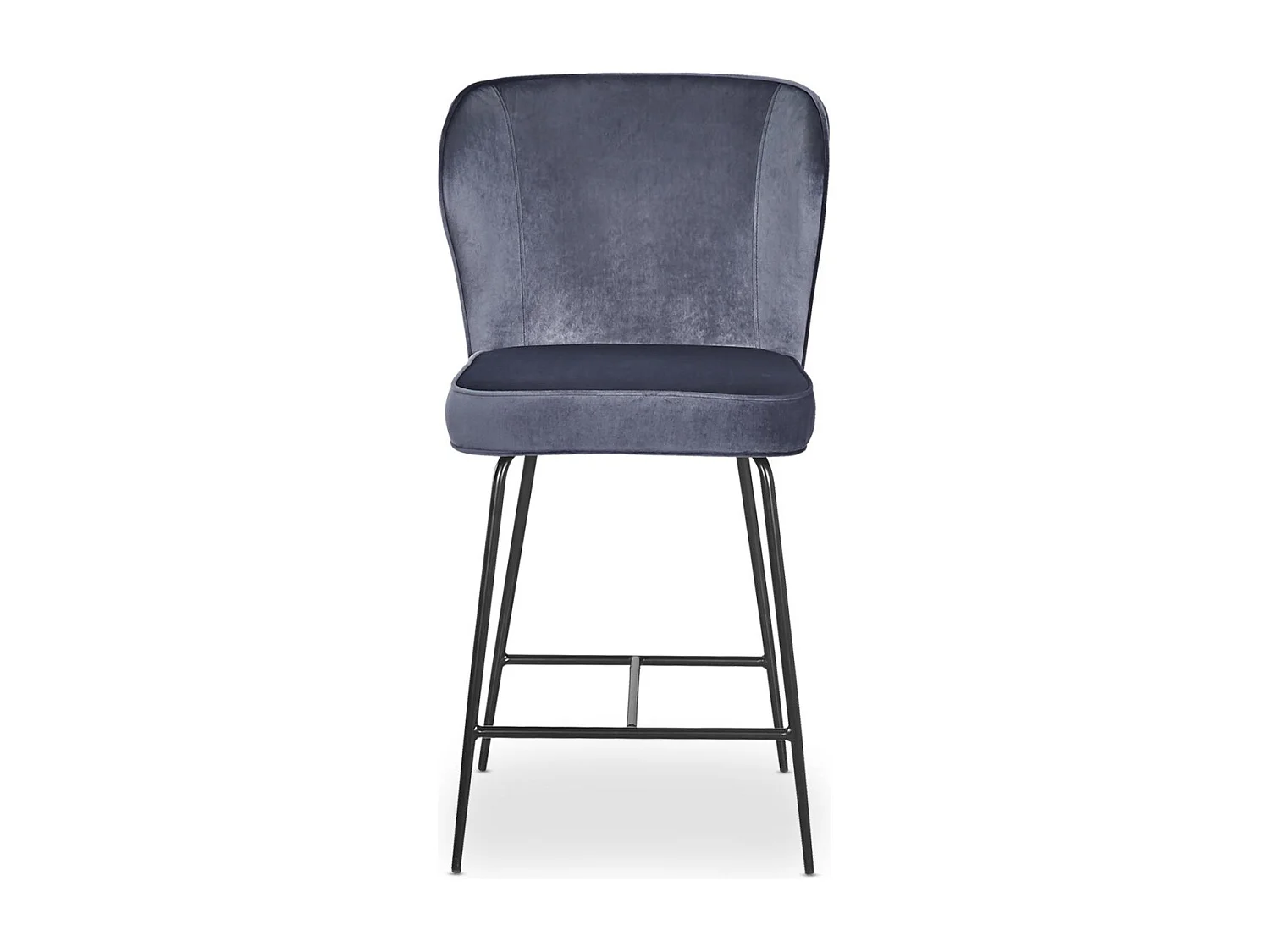 Barhocker aus Samt Design "Elsa" Grau Modern und Bequem