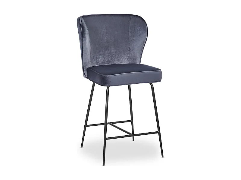Chaise de Bar Velours Design "Elsa" 100cm Gris