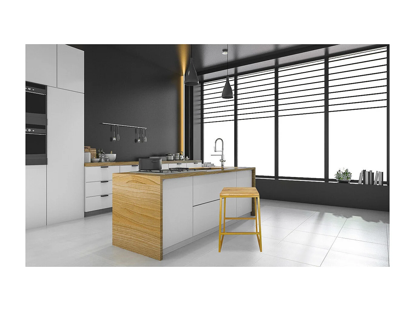 Tabouret de bar Portheal Métal or et Bois