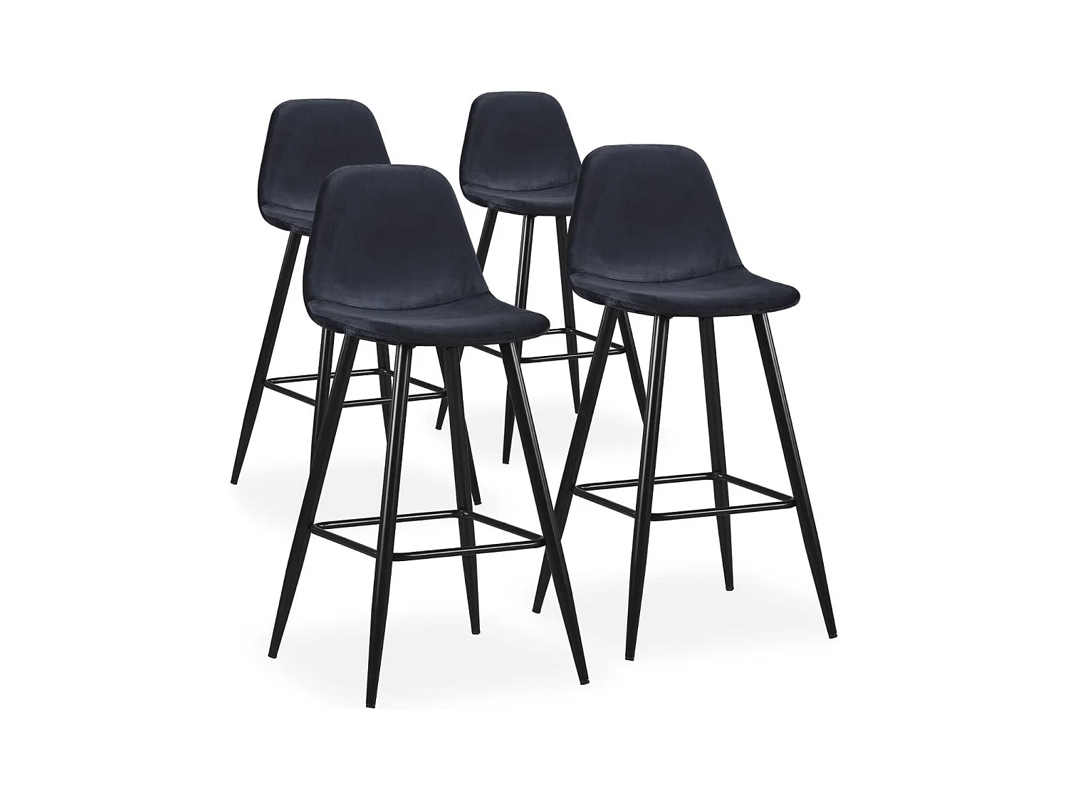 Lot de 4 chaises de bar Jody Velours Noir