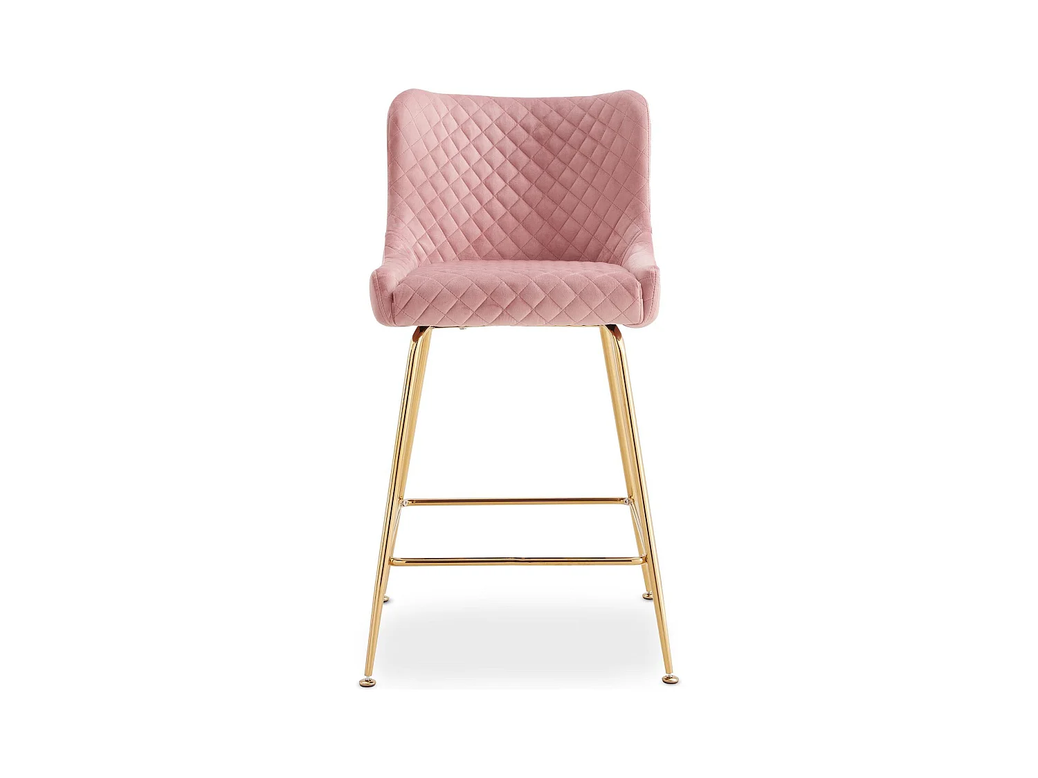 Lot de 2 chaises de bar Bellamy Velours Rose pieds Or