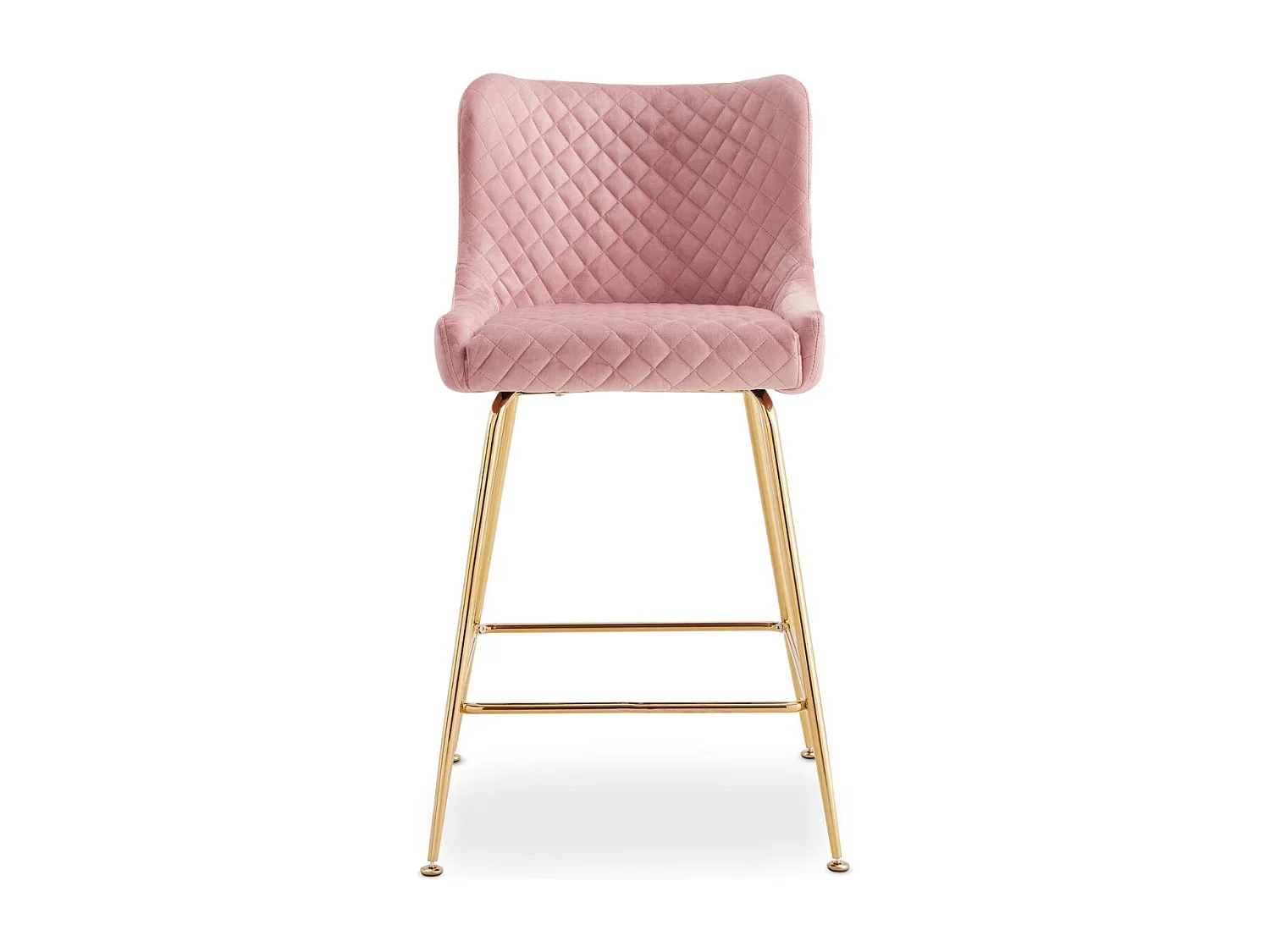 Lot de 2 chaises de bar Bellamy Velours Rose pieds Or