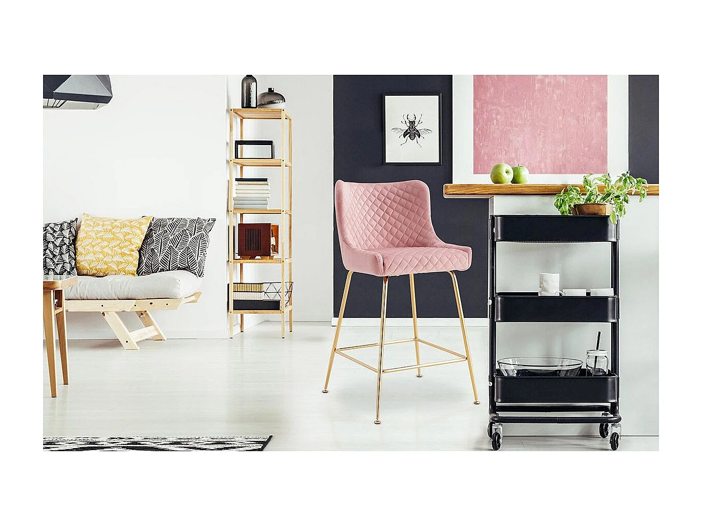 Lot de 2 Chaises de Bar Design "Amyra" 91cm Rose