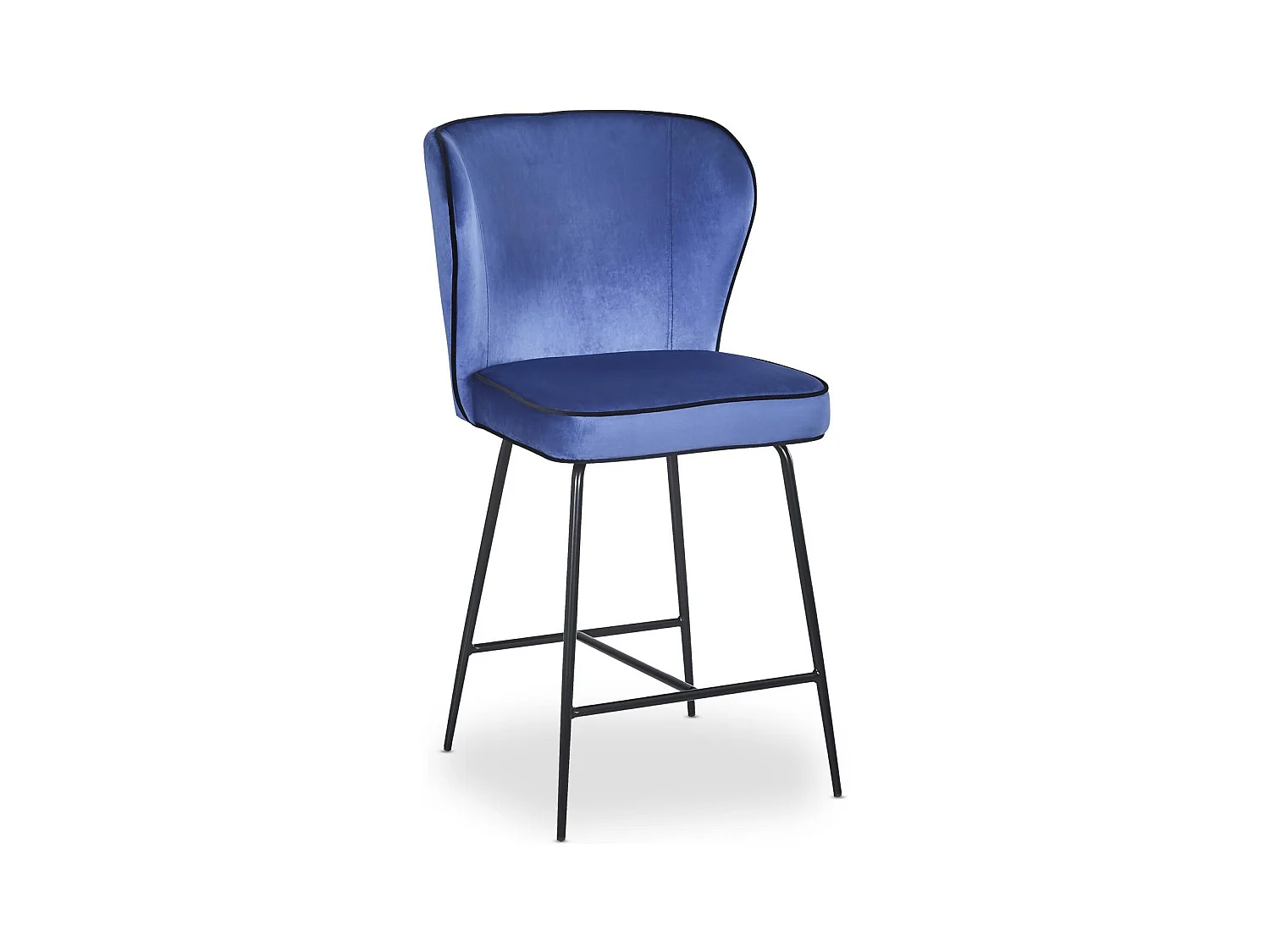 Chaise de Bar Velours Design "Elsa" 100cm Bleu