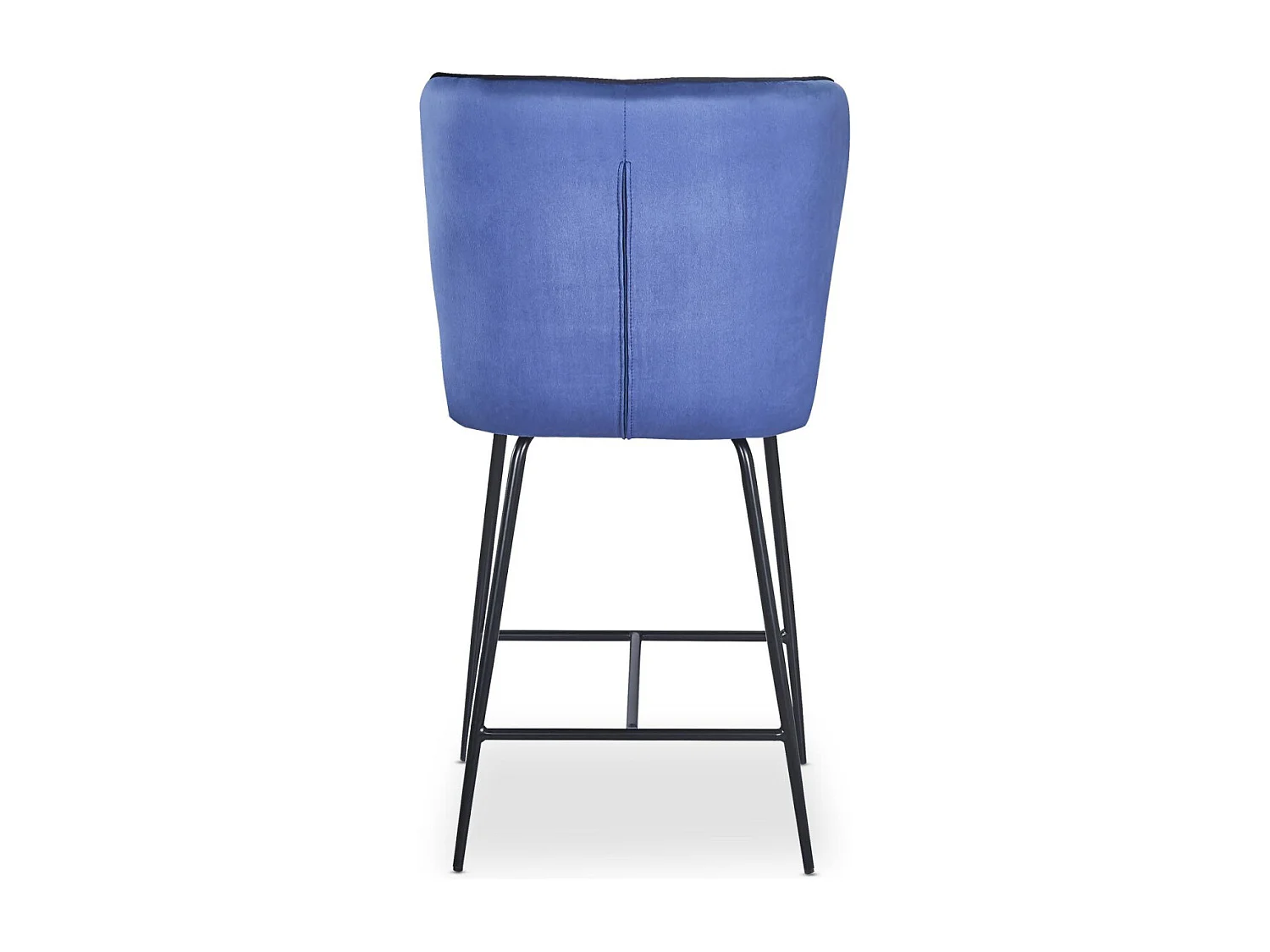 Taboret Barowy z Weluru Design "Elsa" Niebieski Nowoczesny z Czarnymi Metalowymi Nogami