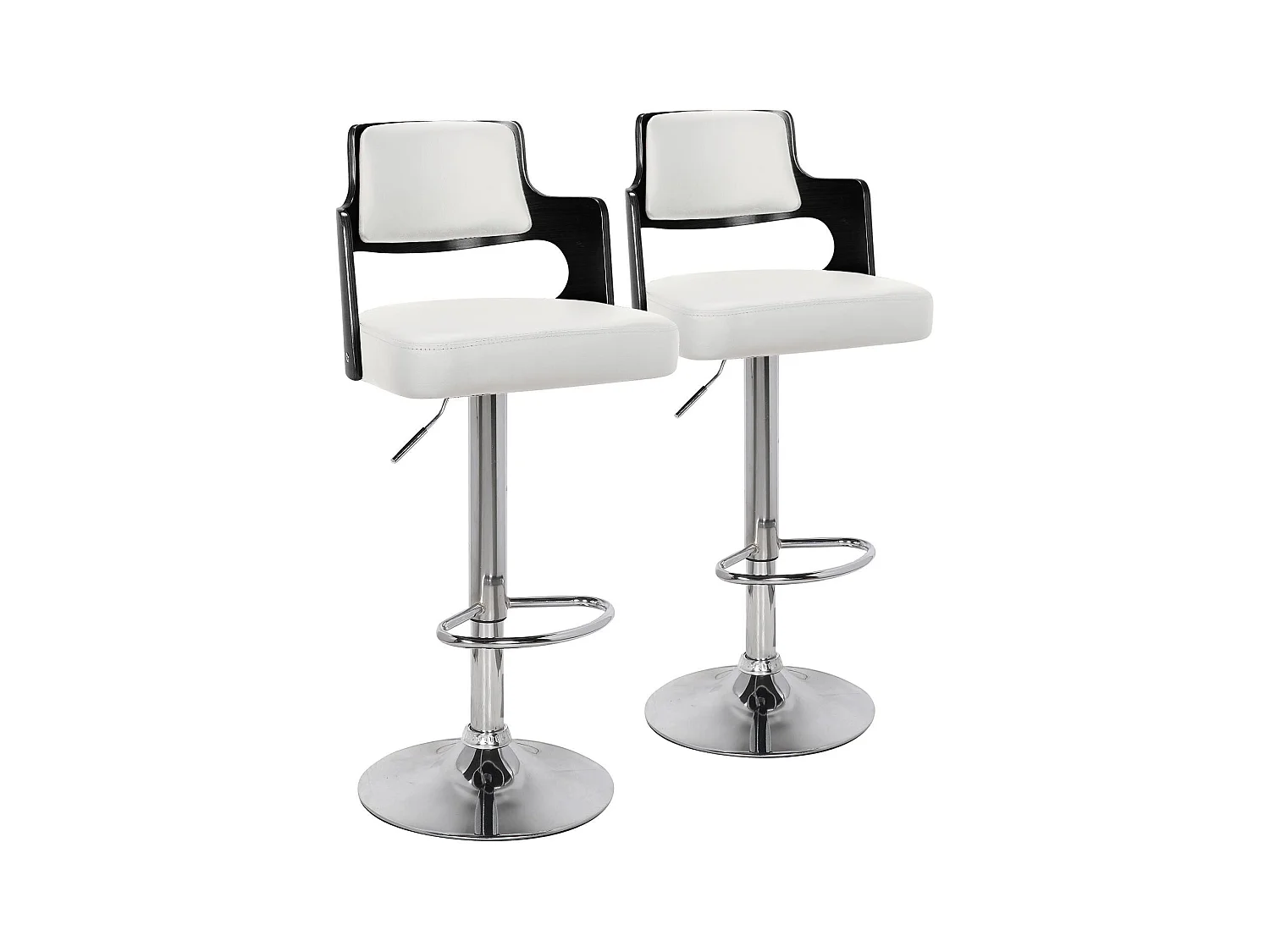 Lot de 2 chaises de bar Russel Bois Noir & Simili Blanc
