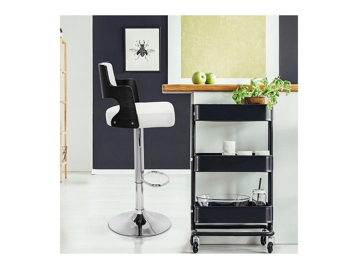 Lot de 2 chaises de bar Russel Bois Noir & Simili Blanc