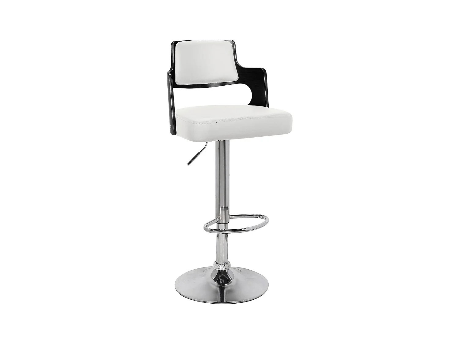 Lot de 2 chaises de bar Russel Bois Noir & Simili Blanc