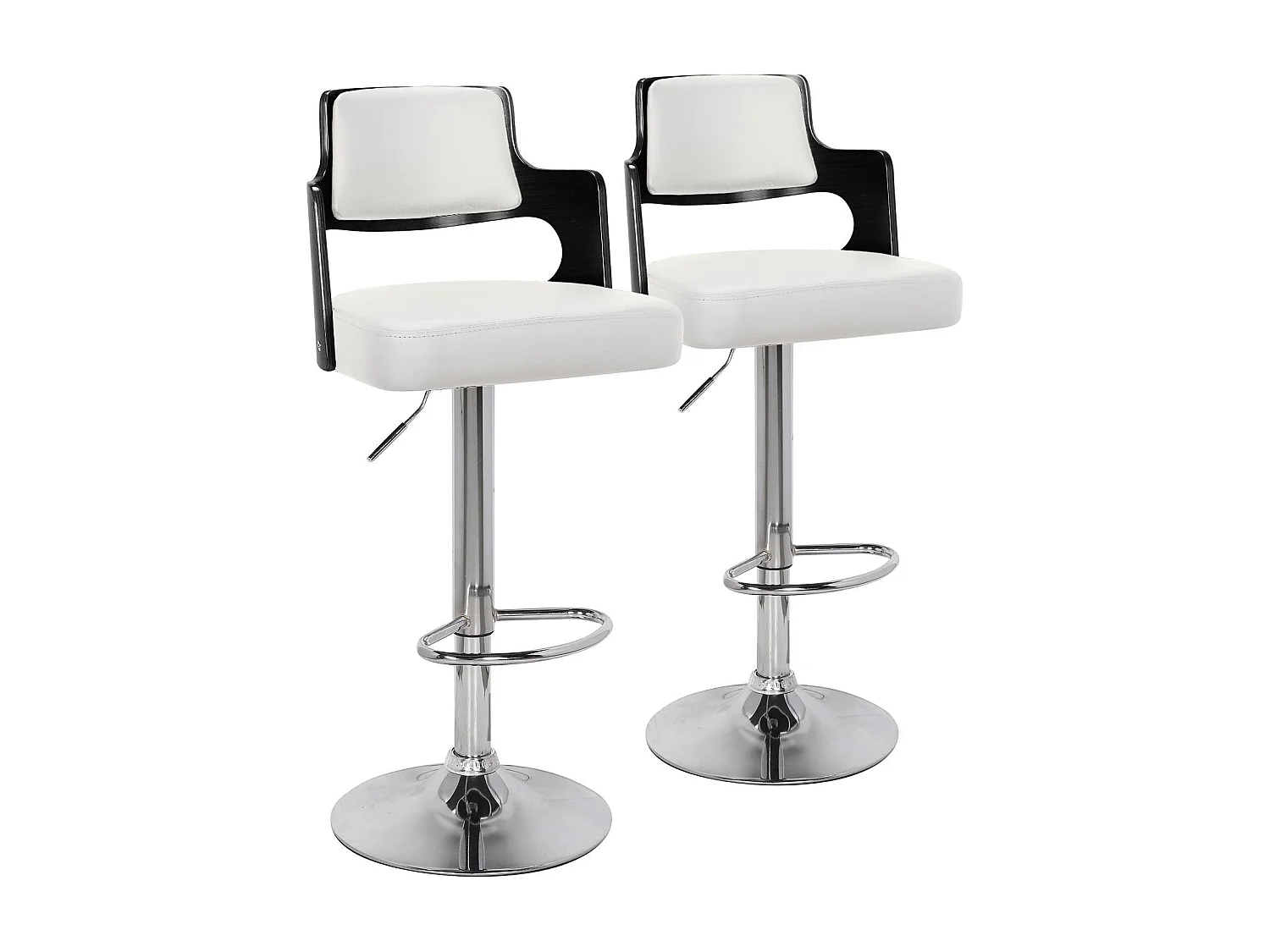 Lot de 2 Chaises de Bar "Paddington" 90-110cm Noir & Blanc