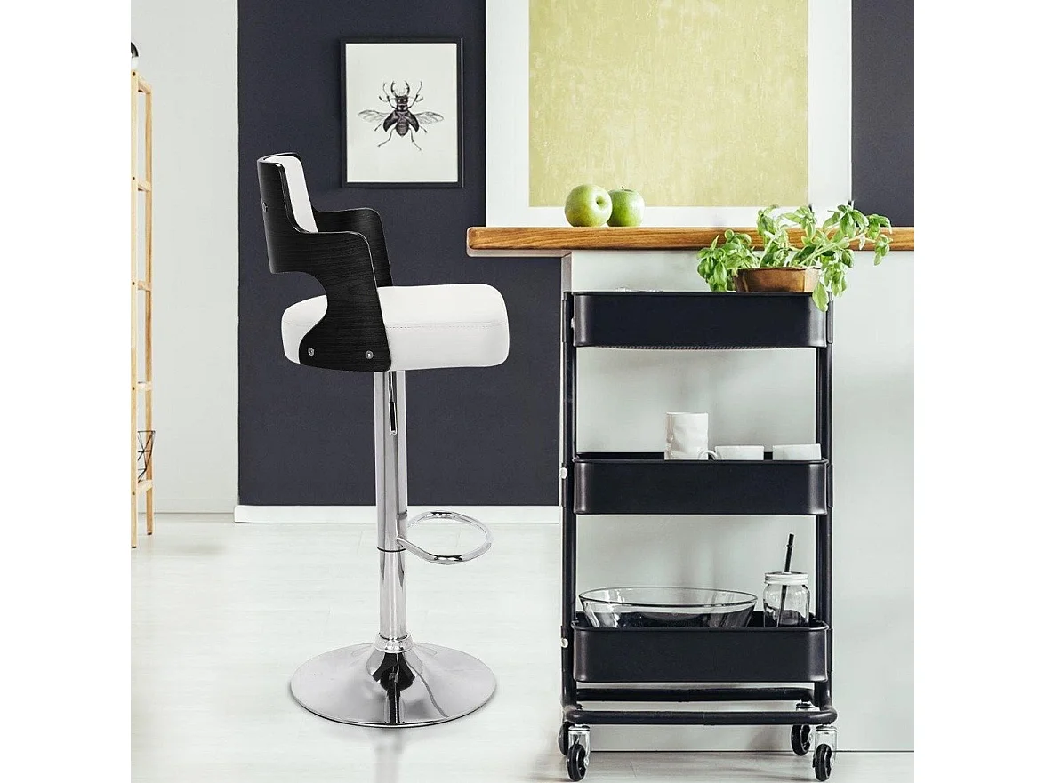 Lot de 2 Chaises de Bar "Paddington" 90-110cm Noir & Blanc