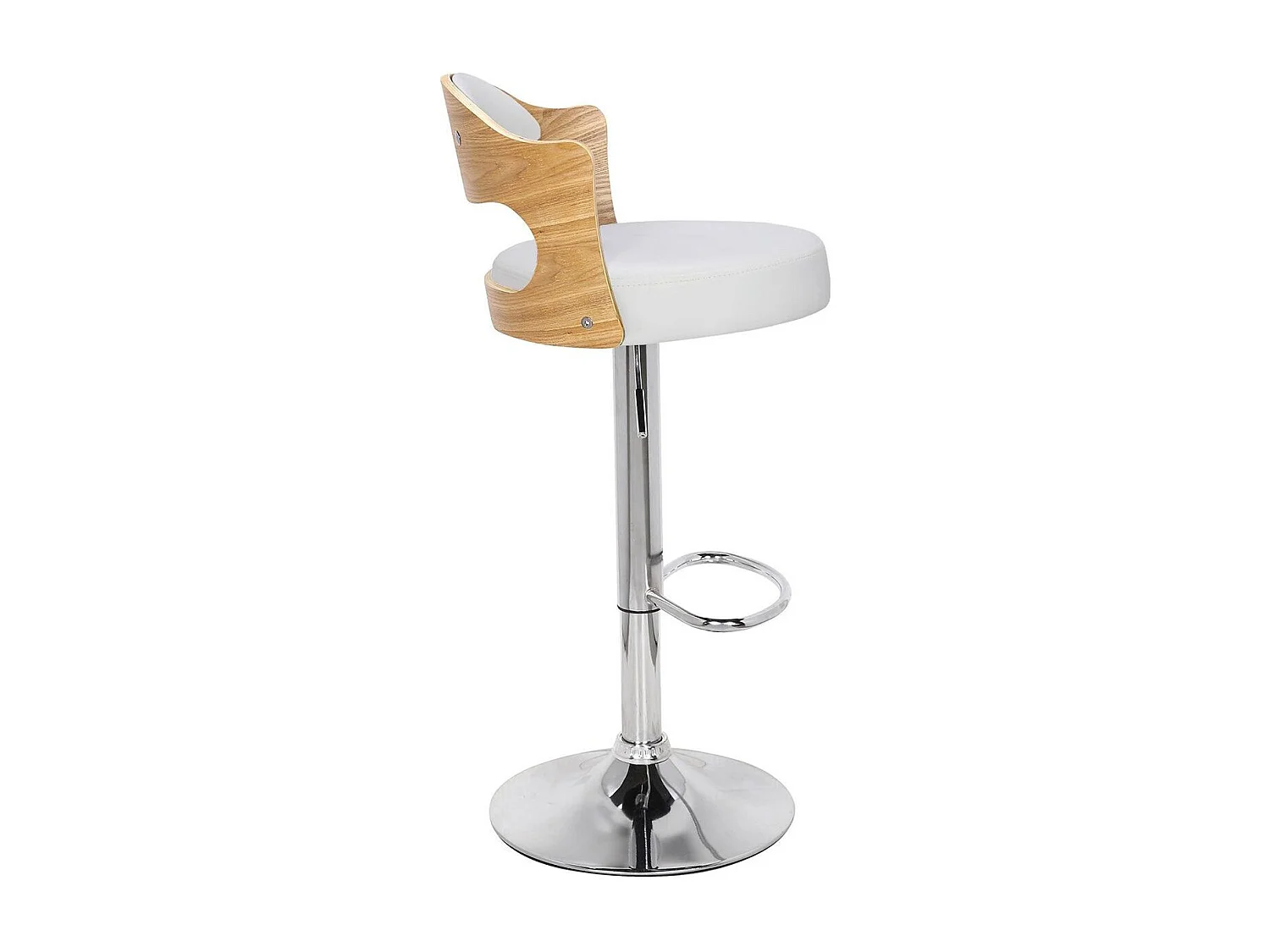 Lot de 2 Tabourets de Bar "Omina" 90-110cm Chêne Clair & Blanc